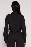 Womens Cargo Pocket Cropped Shirt, M