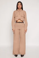 Womens Cargo Pocket Cropped Shirt,