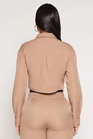 Womens Cargo Pocket Cropped Shirt,