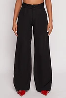 Womens Two Button Wide Leg Pants,