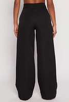 Womens Two Button Wide Leg Pants,