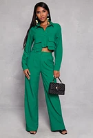 Womens Crepe Knit Cargo Pocket Crop Top,