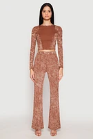 Womens Mineral Wash Studded Crop Top, Brown,