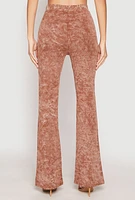 Womens Mineral Wash High Waist Flare Pants, Brown, Size L
