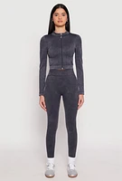 Womens Seamless Mineral Wash Track Jacket, Grey, Size S-M