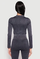 Womens Seamless Mineral Wash Track Jacket, Grey, Size M-L