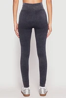 Womens Seamless Mineral Wash High Waisted Leggings, Grey, Size M-L