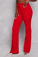 Womens Textured Knit Flare Pants, Red, Size S