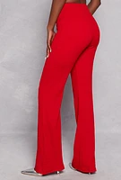 Womens Textured Knit Flare Pants, Red, Size S