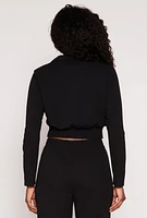 Womens Smocked Button Front Blouse, Black, Size S