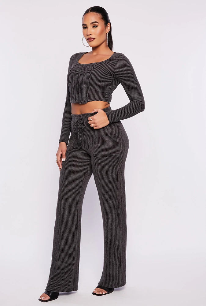 Womens Shadow Striped Wide Leg Pants,