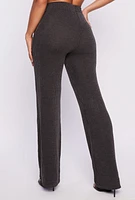 Womens Shadow Striped Wide Leg Pants, Grey, Size L