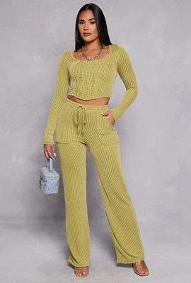 Womens Shadow Striped Wide Leg Pants,