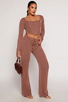 Womens Shadow Striped Wide Leg Pants,