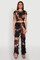 Womens Tie Dye Distressed Pants, Multi, Size M