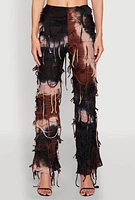 Womens Tie Dye Distressed Pants, Multi, Size M