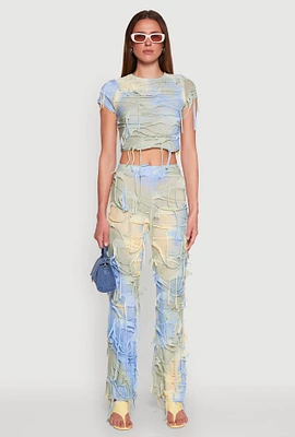 Womens Tie Dye Distressed Pants,