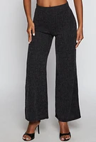 Womens Textured Brushed Knit Wide Leg Pants,