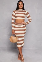Womens Brush Knit Striped Crop Top, Multi, Size M
