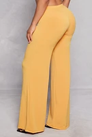 Womens Wide Leg High Waist Pants, Yellow, Size L