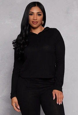 Womens Pullover Hooded Sweatshirt, Black, Size M