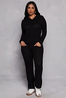 Womens Pullover Hooded Sweatshirt, Black, Size M