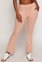 Womens French Terry Flare Pants, Khaki, Size M