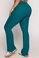 Womens French Terry Flare Pants, Green, Size L