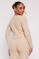 Womens Distressed Long Sleeve V Neck Sweater,
