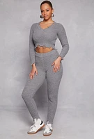 Womens Distressed Long Sleeve V Neck Sweater, Grey,