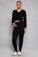 Womens Distressed Hem Joggers,