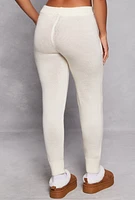Womens Knit High Waist Pocket Detail Joggers, White, Size S