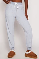 Womens Fleece High Waisted Joggers, Grey, Size M
