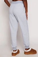 Womens Fleece High Waisted Joggers, Grey, Size M