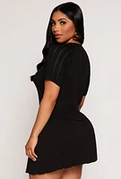 Womens Faux Button Detail Cut Out Top, Black, Size S