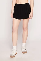 Womens Knit Pleated Tennis Skirt, Black, Size M
