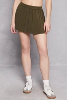 Womens Knit Pleated Tennis Skirt, Green, Size XL