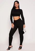 Womens Soft Knit Crew Neck Crop Top, M
