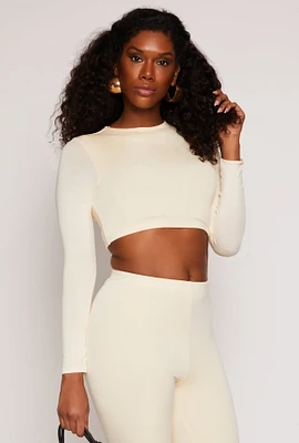 Womens Soft Knit Crew Neck Crop Top,