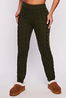 Womens Cable Knit Pants, Green,