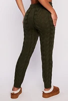 Womens Cable Knit Pants, Green,