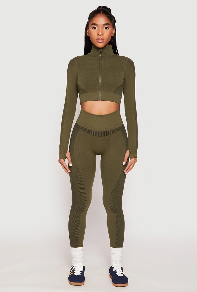 Womens Seamless Compression Rib Leggings,
