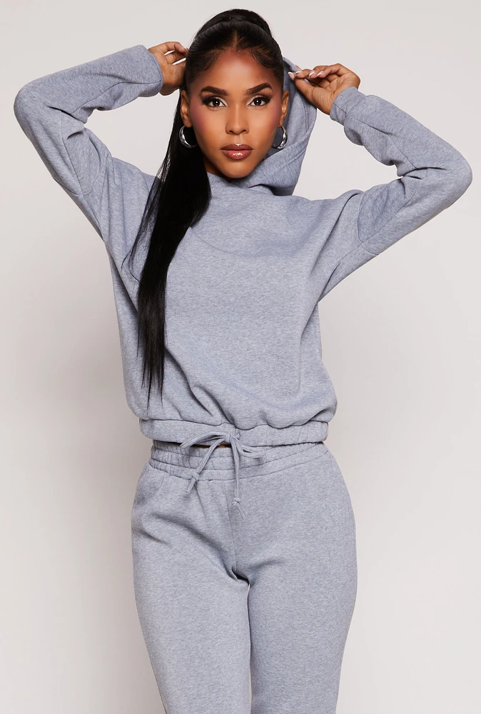Womens Drawstring Hem Pullover Hoodie,