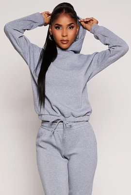 Womens Drawstring Hem Pullover Hoodie,