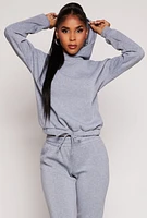 Womens Drawstring Hem Pullover Hoodie,