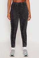Womens French Terry Acid Wash Stacked Joggers, Grey, Size S
