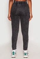 Womens French Terry Acid Wash Stacked Joggers, Grey,