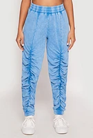 Womens French Terry Acid Wash Stacked Joggers, L