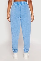 Womens French Terry Acid Wash Stacked Joggers, L