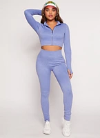 Womens Compression Rib Seamless Track Jacket, Blue, Size S-M